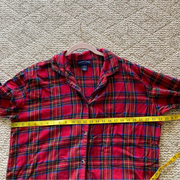 Charter Club Intimates Red Plaid Button-Up Sleep Shirt/Dress Medium - Picture 6 of 7
